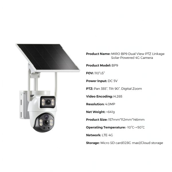 Miro BP09 4G Solar Security Camera Dual Lens PTZ Outdoor-10