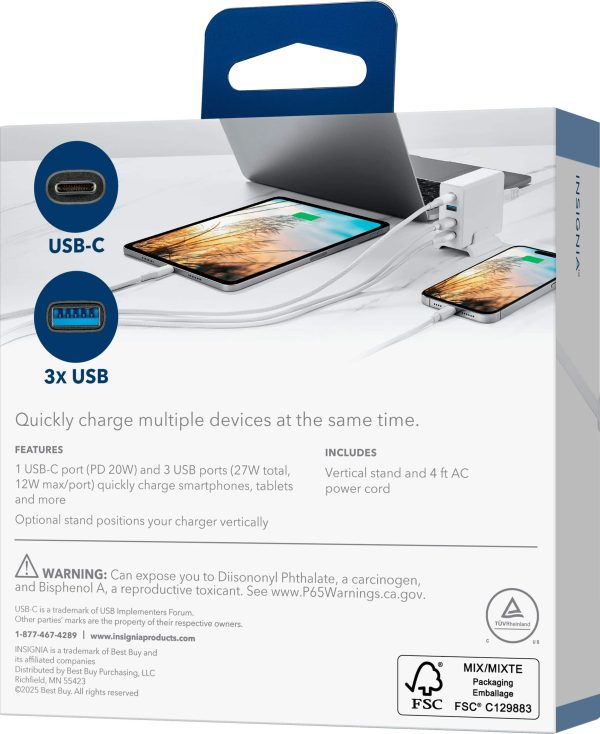 Insignia 47W Wall Charger USB C Fast Charge Multiple Devices-10