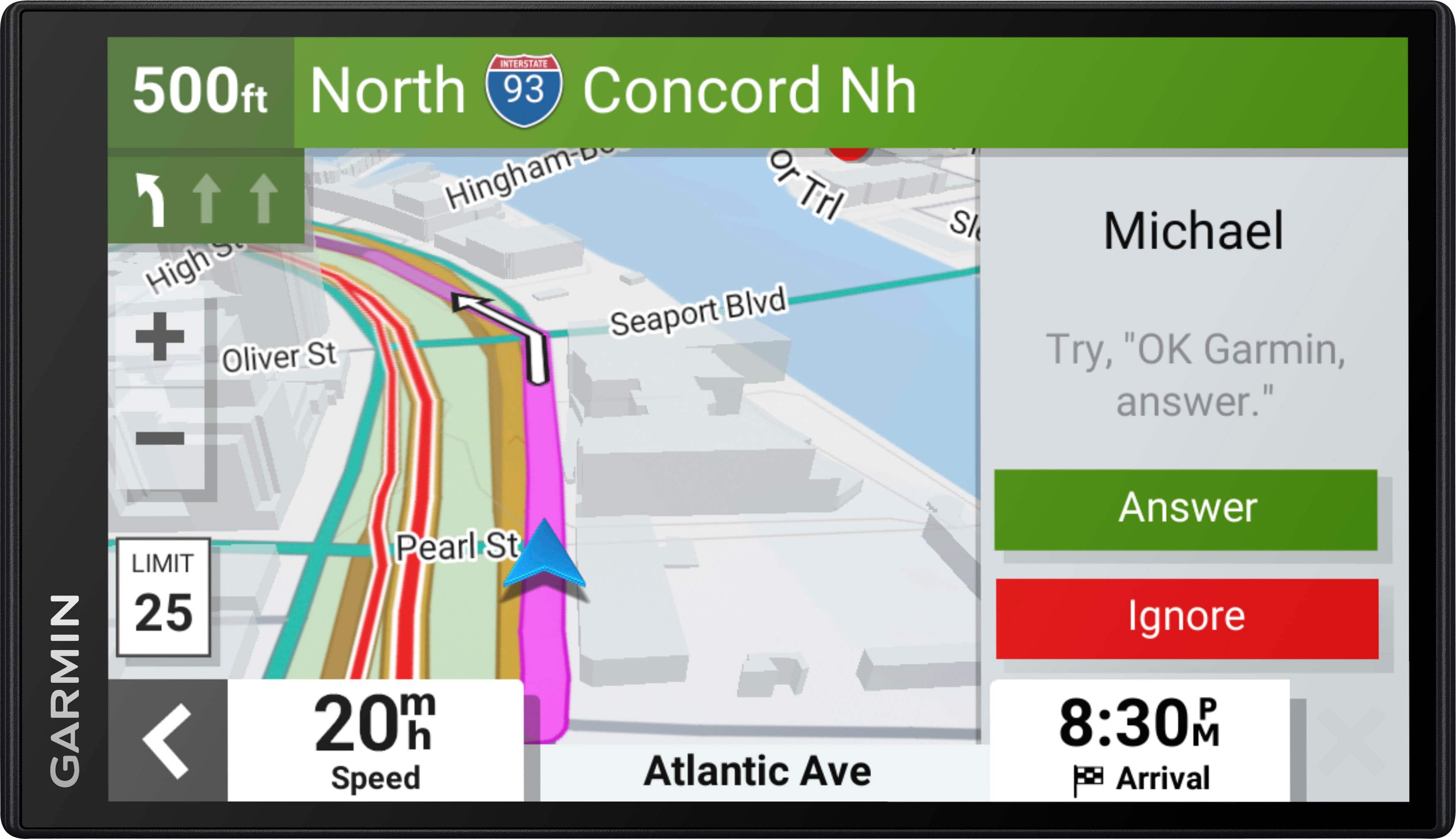 Garmin DriveSmart 76 GPS mounted on a car dashboard