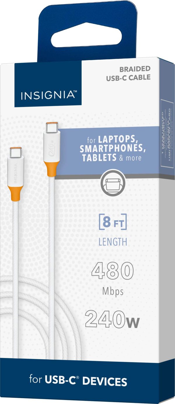 Insignia USB-C Cable 8ft Braided 240W Power Delivery-4