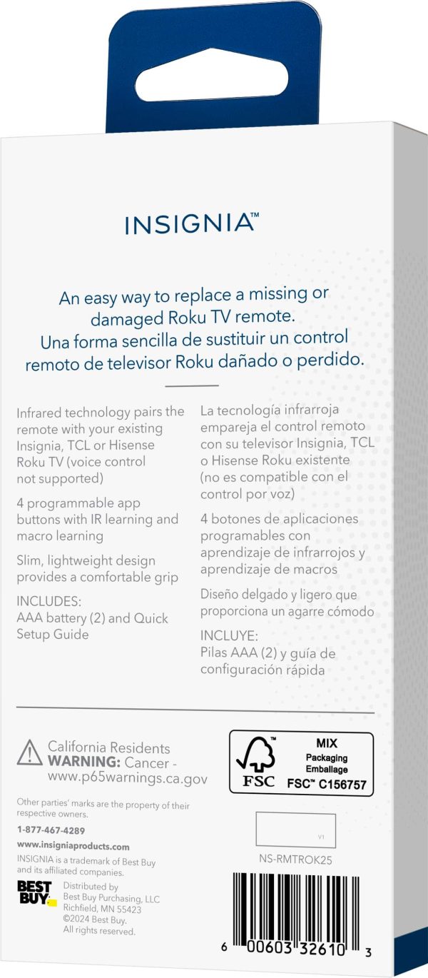 Insignia Roku Replacement Remote IR Learning Programmable-8