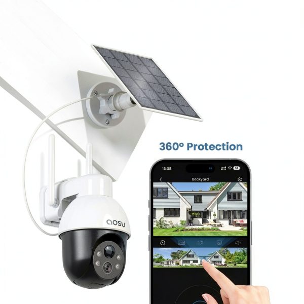 AOSU Solar Security Camera Wireless Outdoor 360 Surveillance-3