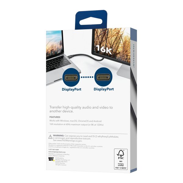 Insignia 16K DisplayPort Cable Braided 6ft Gaming-8