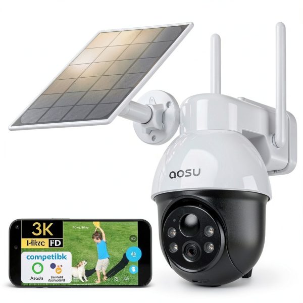 AOSU Solar Security Camera Wireless Outdoor 360 Surveillance-0