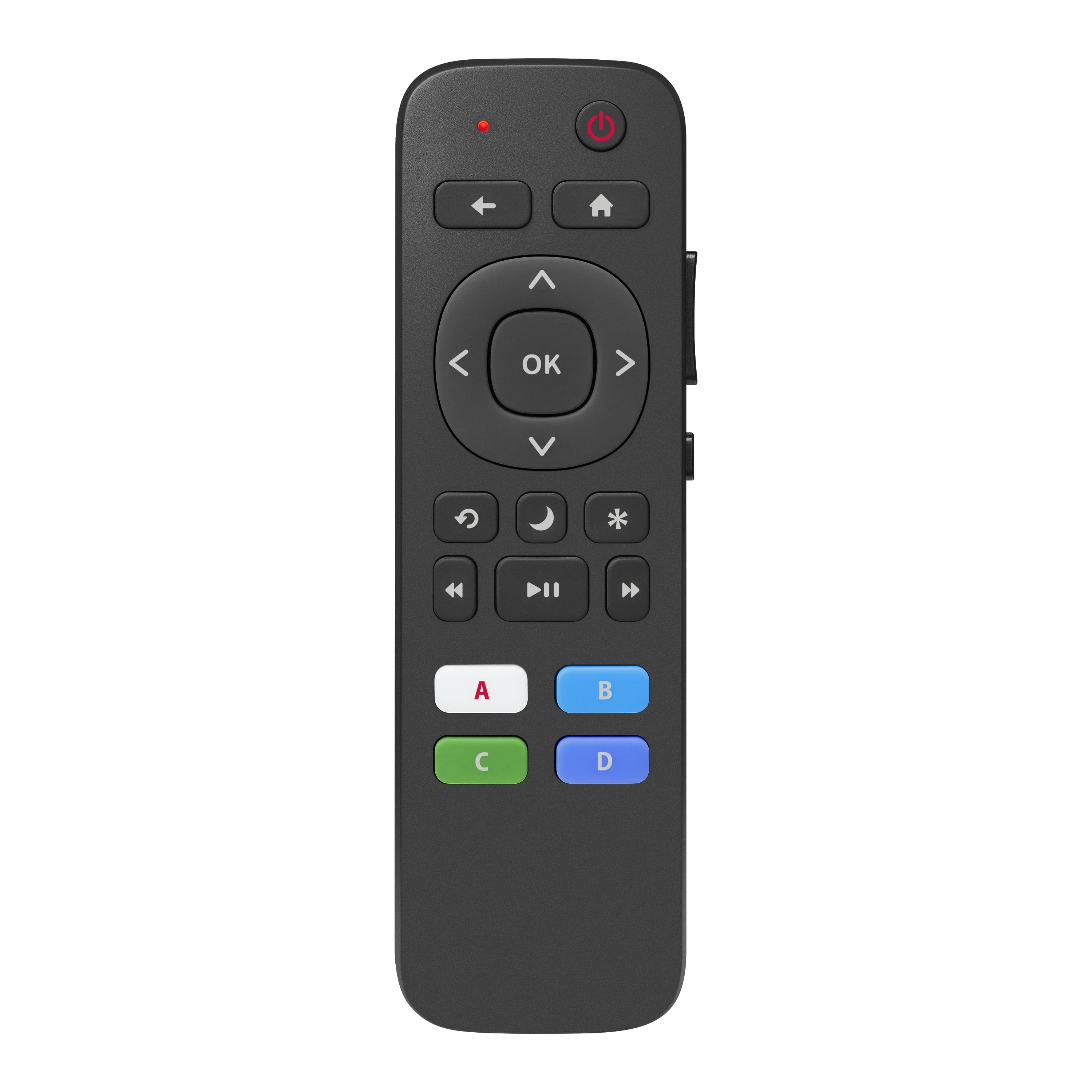 Insignia Roku Replacement Remote held in hand showing slim design
