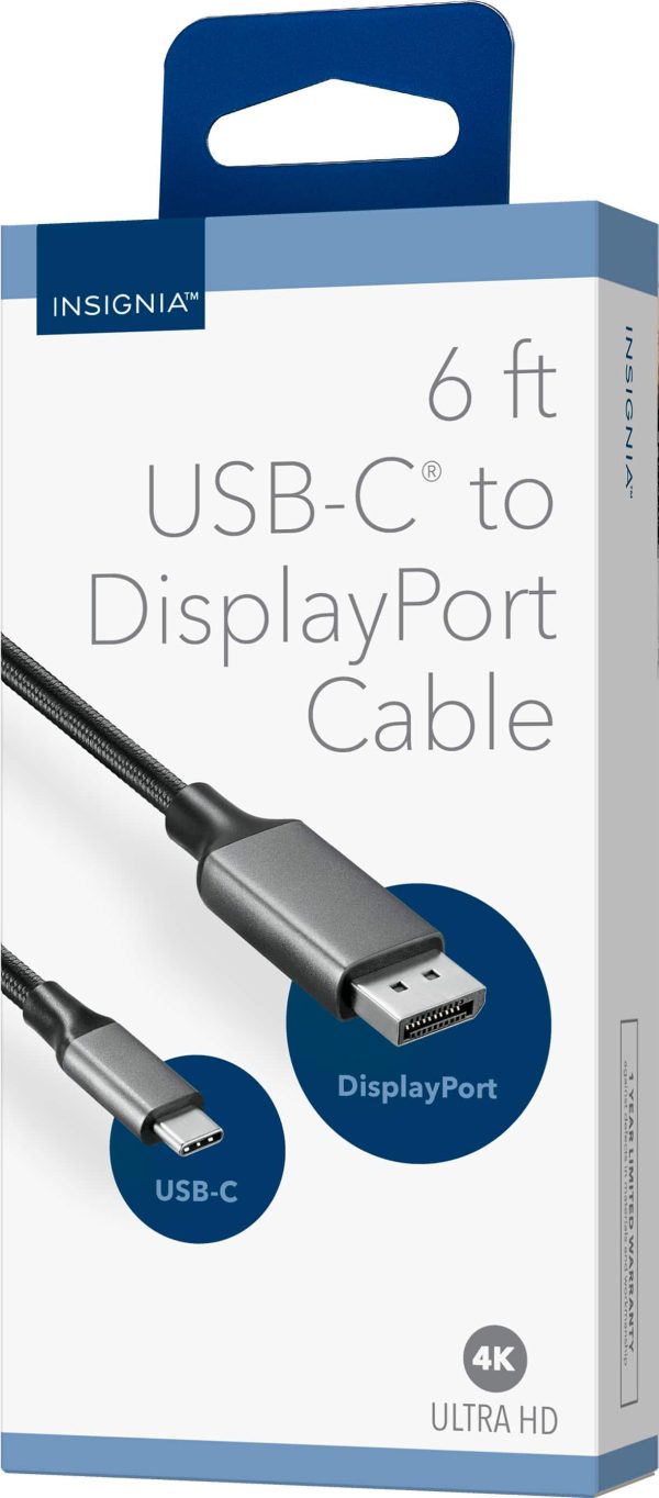 Insignia USB C to DisplayPort Cable 6ft 4K Braided-6
