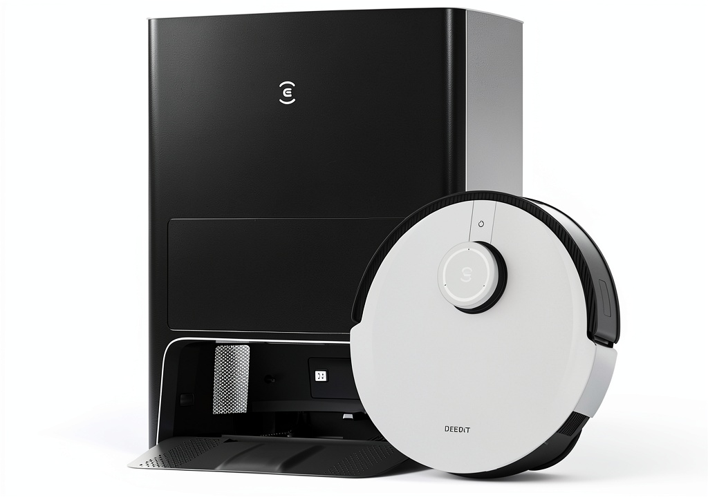 ECOVACS DEEBOT X1 Omni robot vacuum cleaning a modern living room floor