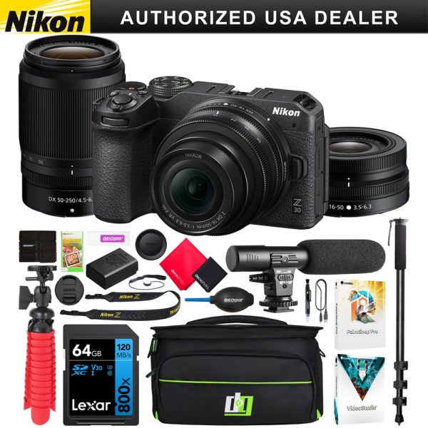 Nikon Z 30 Mirrorless Camera 4K DX 2 Lens Kit Bundle-0
